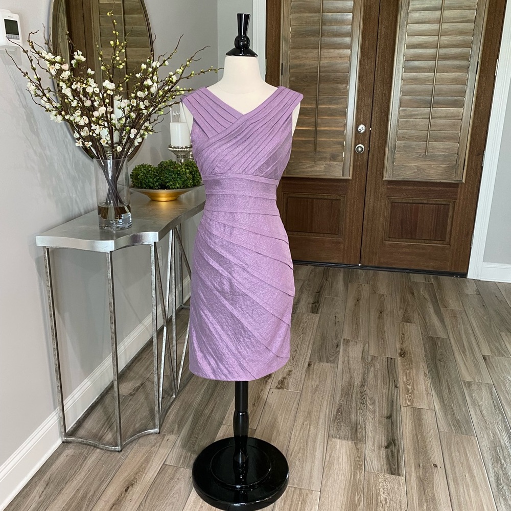 Raspberry Sparkle PleatedAdrianna Papell Party - Picture 1 of 10